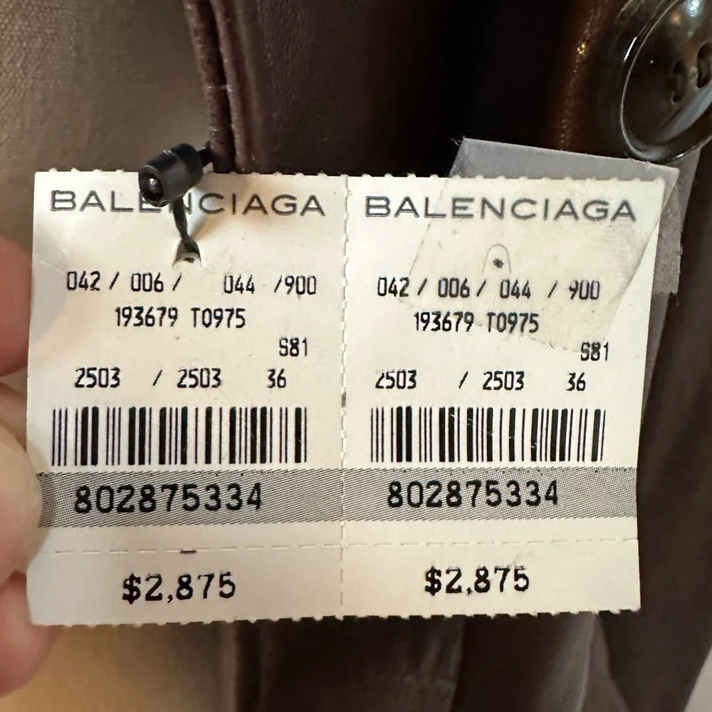 NWT Balenciaga Chocolate Brown Genuine Lambskin Leather Trench Coat Size FR36 - Picture 7 of 9